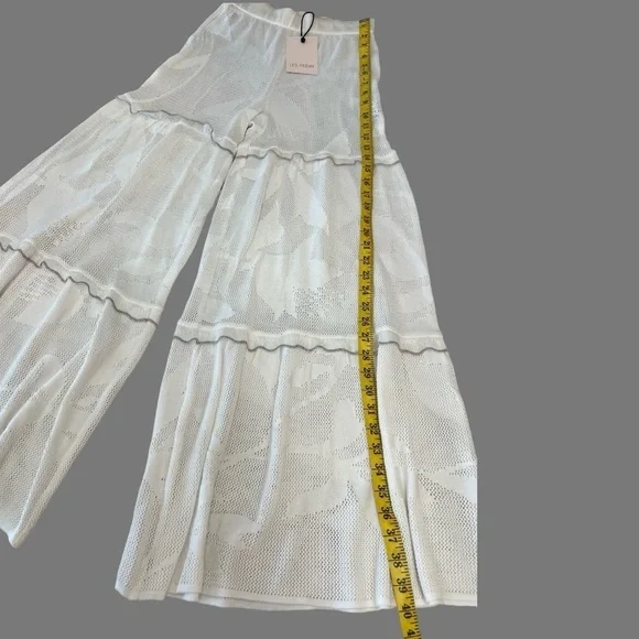 Les Friday Women's White Beach Pants Wide Leg Size S Resort Wear Knit wear NWT - Picture 13 of 15